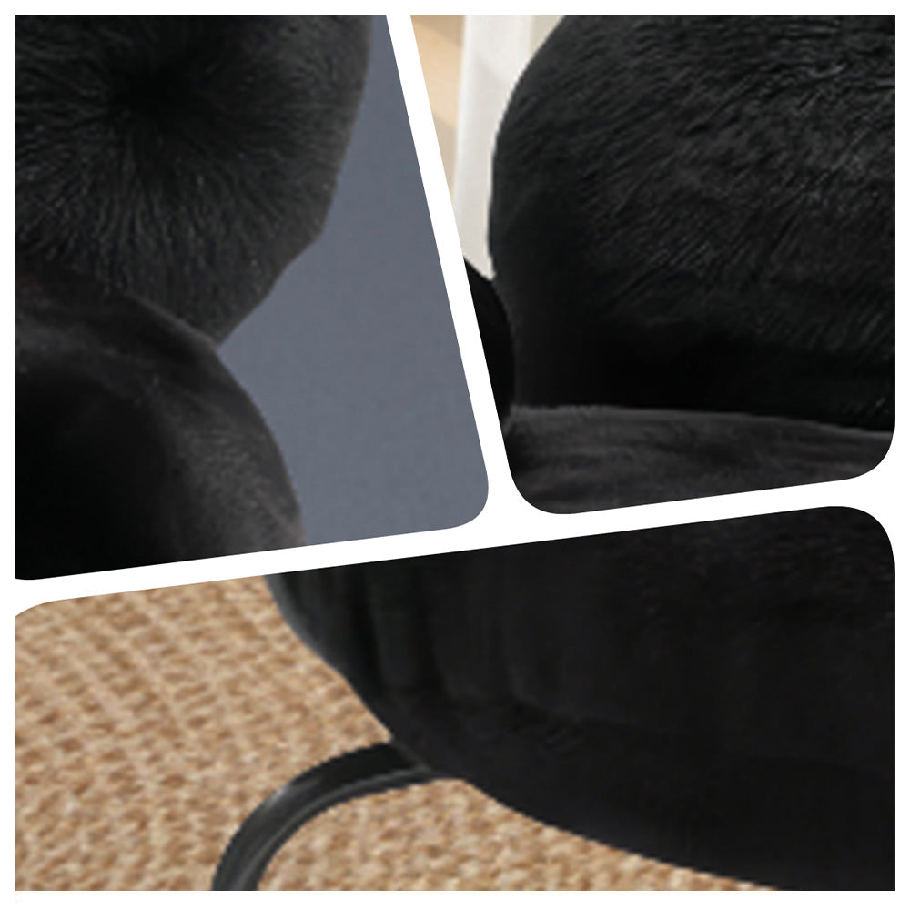 LIVARA EC1221 Metal Legs Long Plush Fabric Leisure Chair - Black