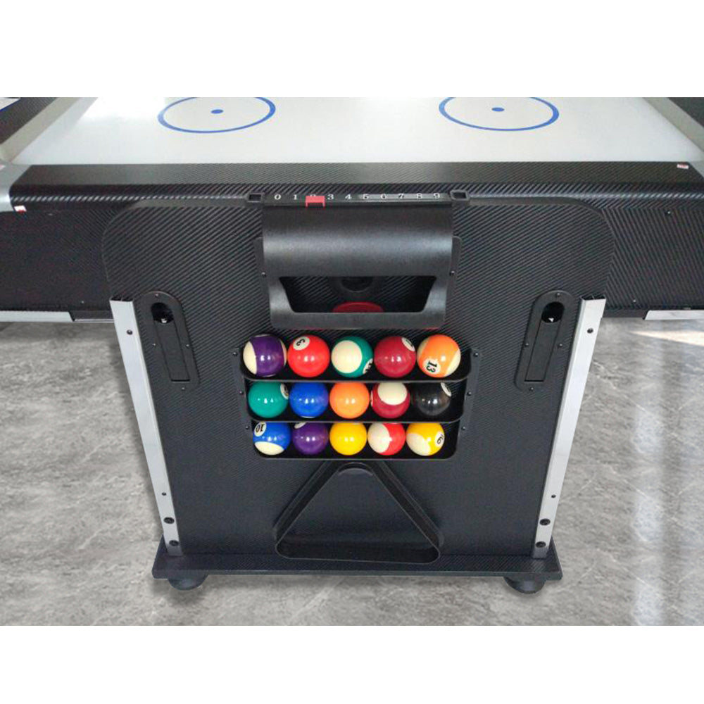 VERSA 4-IN-1 7Ft Convertible Table Air Hockey, Pool Billiards, Dining, and Table Tennis for Billiard Game Rooms with Free Accessories - Blue Felt