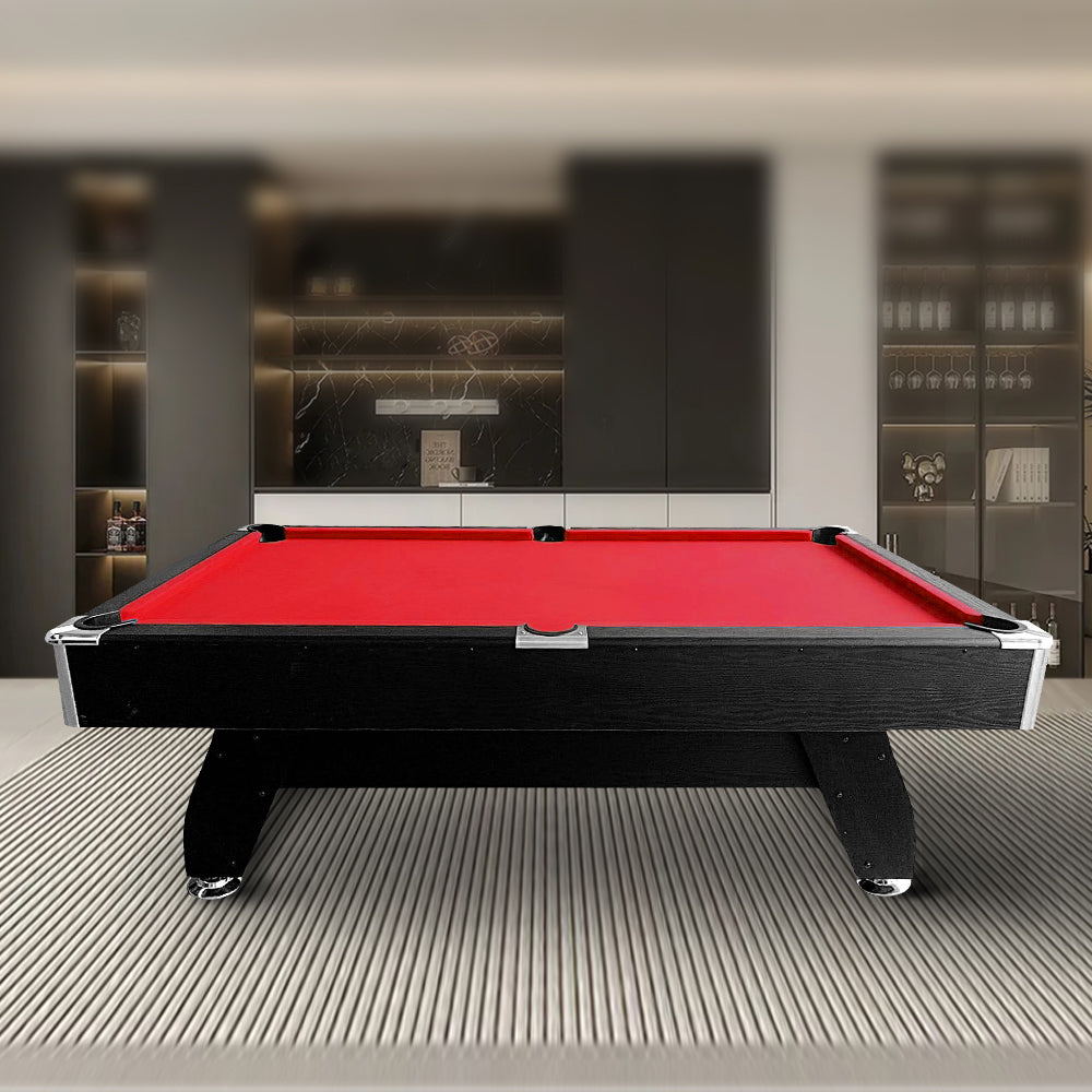 CUETIQ 8FT MDF Black Frame Pool Snooker Billiard Table with Accessories Pack