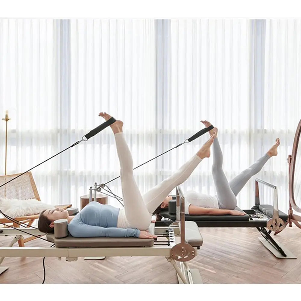 FLEXIO Multi-purpose Foldable Steel Frame Pilates Reformer Pilates Tables - Beige Home Gym