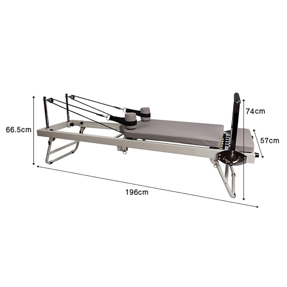 FLEXIO Multi-purpose Foldable Steel Frame Pilates Reformer Pilates Tables - Beige Home Gym