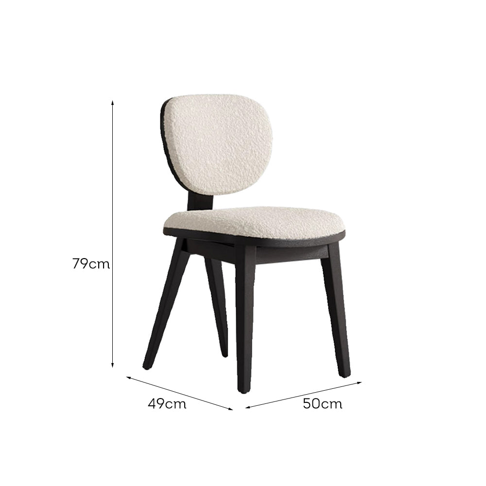 LIVARA DC1126 Lamb Fleece Fabric Dining Chair Ash Wood Frame
