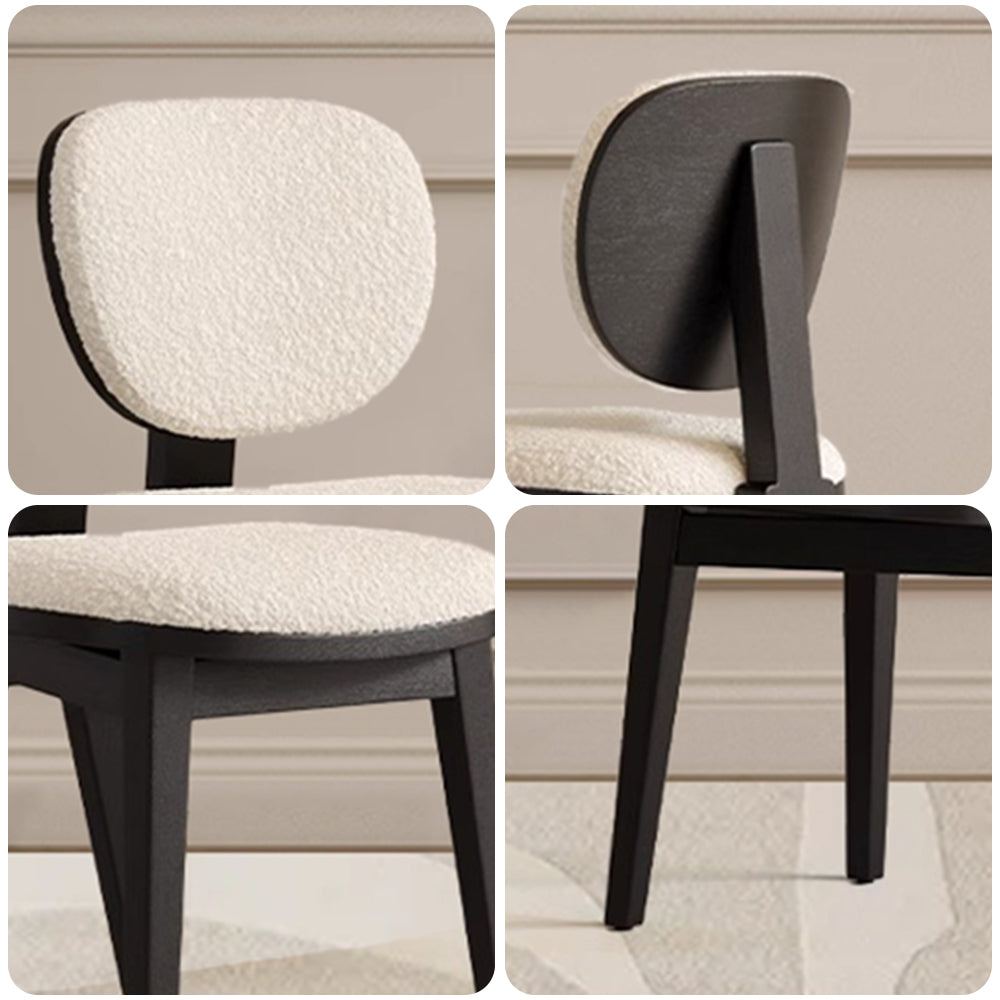 LIVARA DC1126 Lamb Fleece Fabric Dining Chair Ash Wood Frame