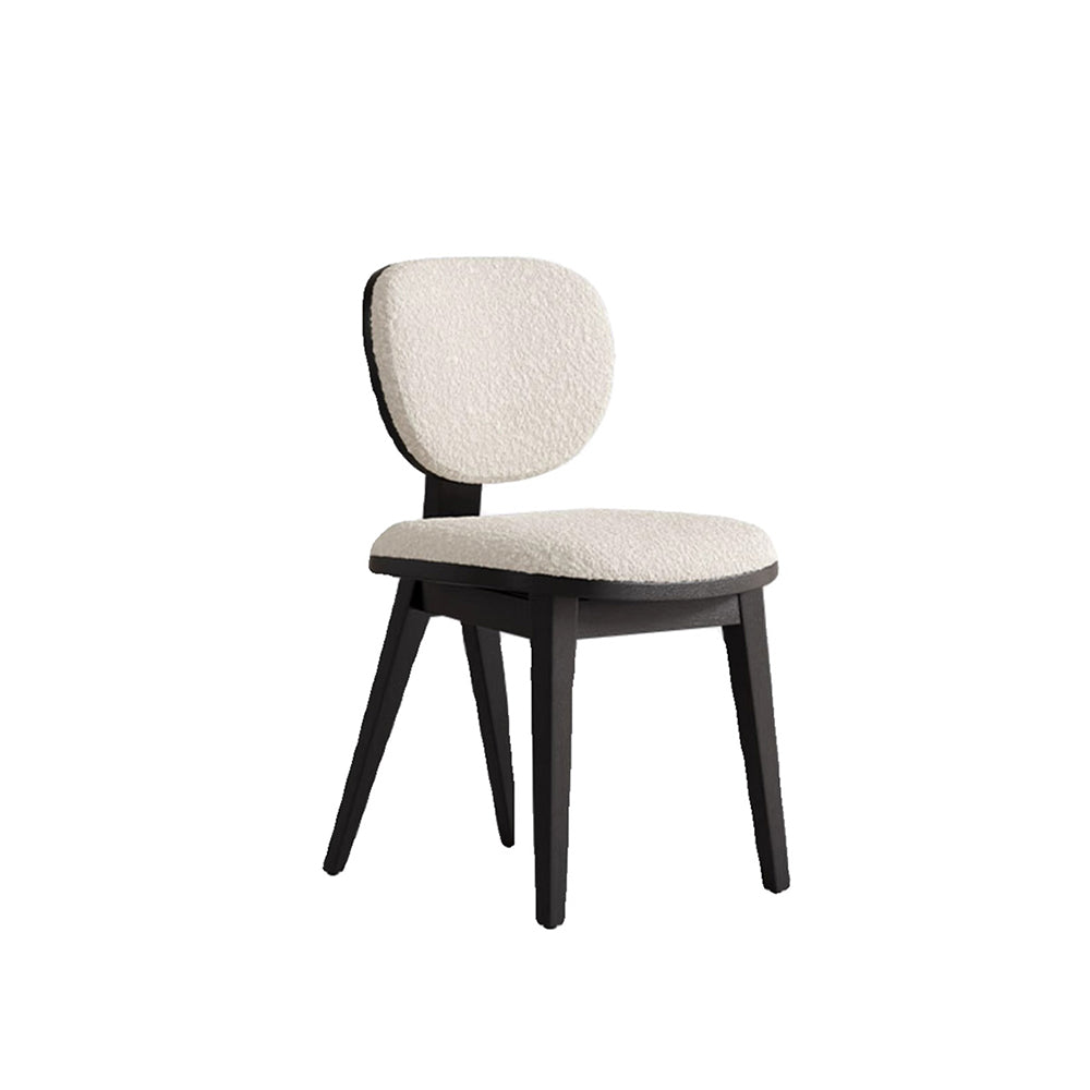 LIVARA DC1126 Lamb Fleece Fabric Dining Chair Ash Wood Frame
