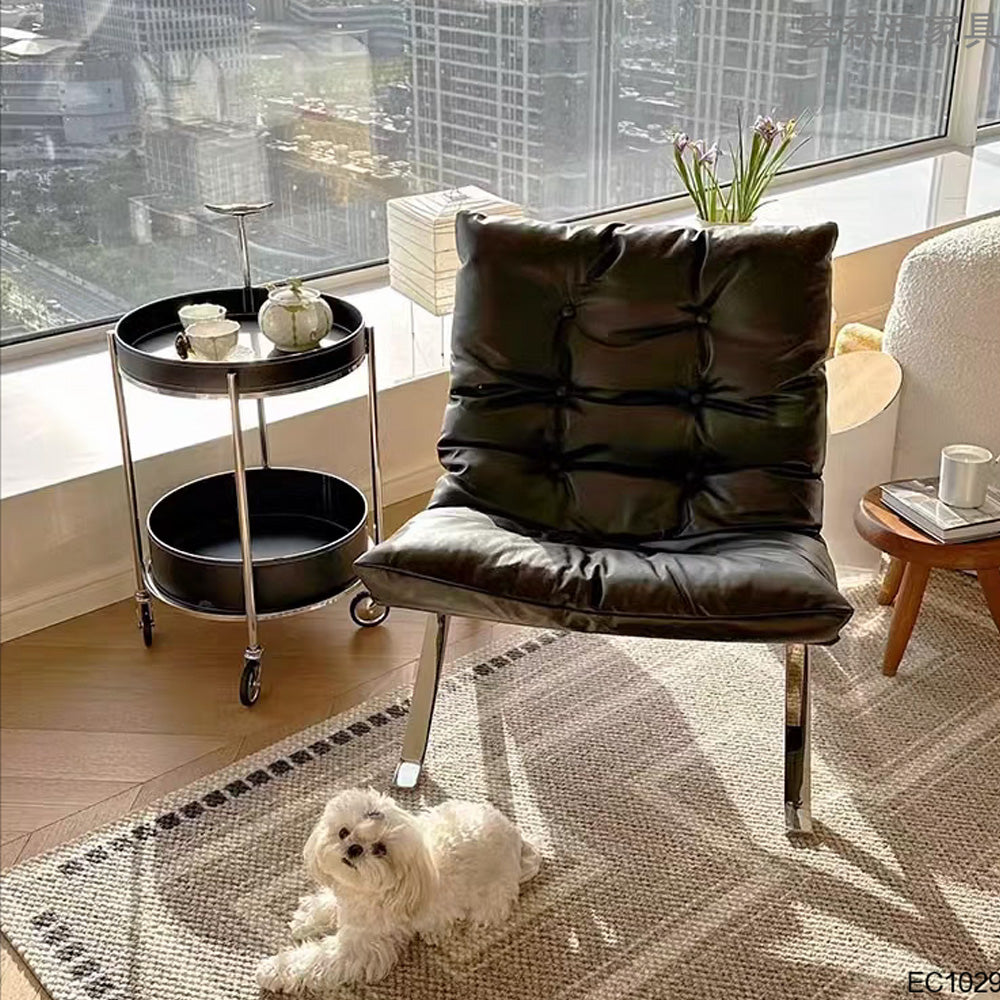 LIVARA EC1029 Stainless Steel Down Feather Ultra Fiber Leather Leisure Chair