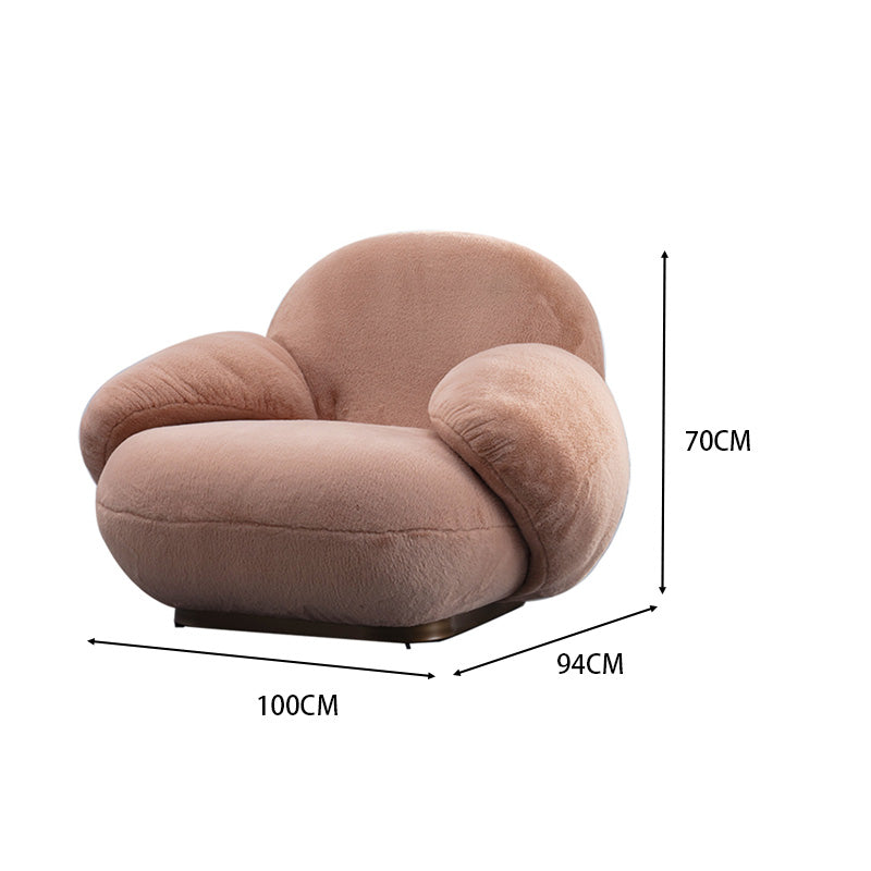 LIVARA EC1101 Rabbit Fur Solid Wood and Steel Frame Chair - Pink