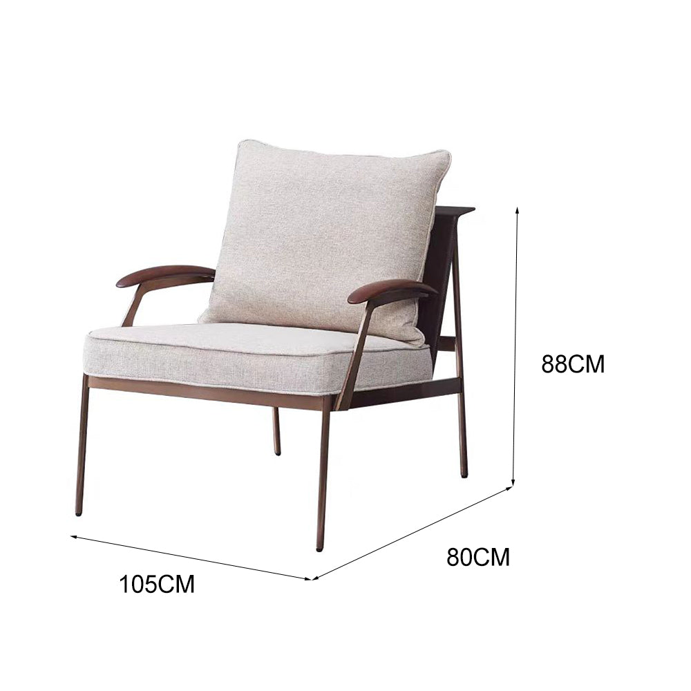 LIVARA EC1218 White Wax Wood Stainless Steel Legs Fabric Leisure Chair