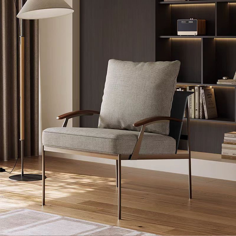 LIVARA EC1218 White Wax Wood Stainless Steel Legs Fabric Leisure Chair