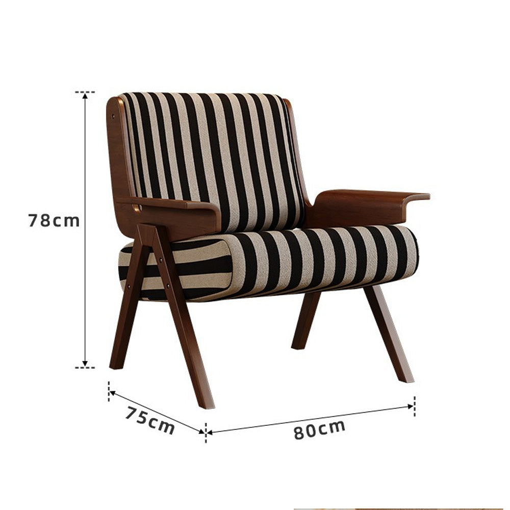 LIVARA EC1220 White Wax Wood High-Resilience Foam Fabric Leisure Chair