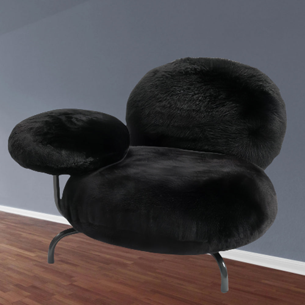 LIVARA EC1221 Metal Legs Long Plush Fabric Leisure Chair - Black