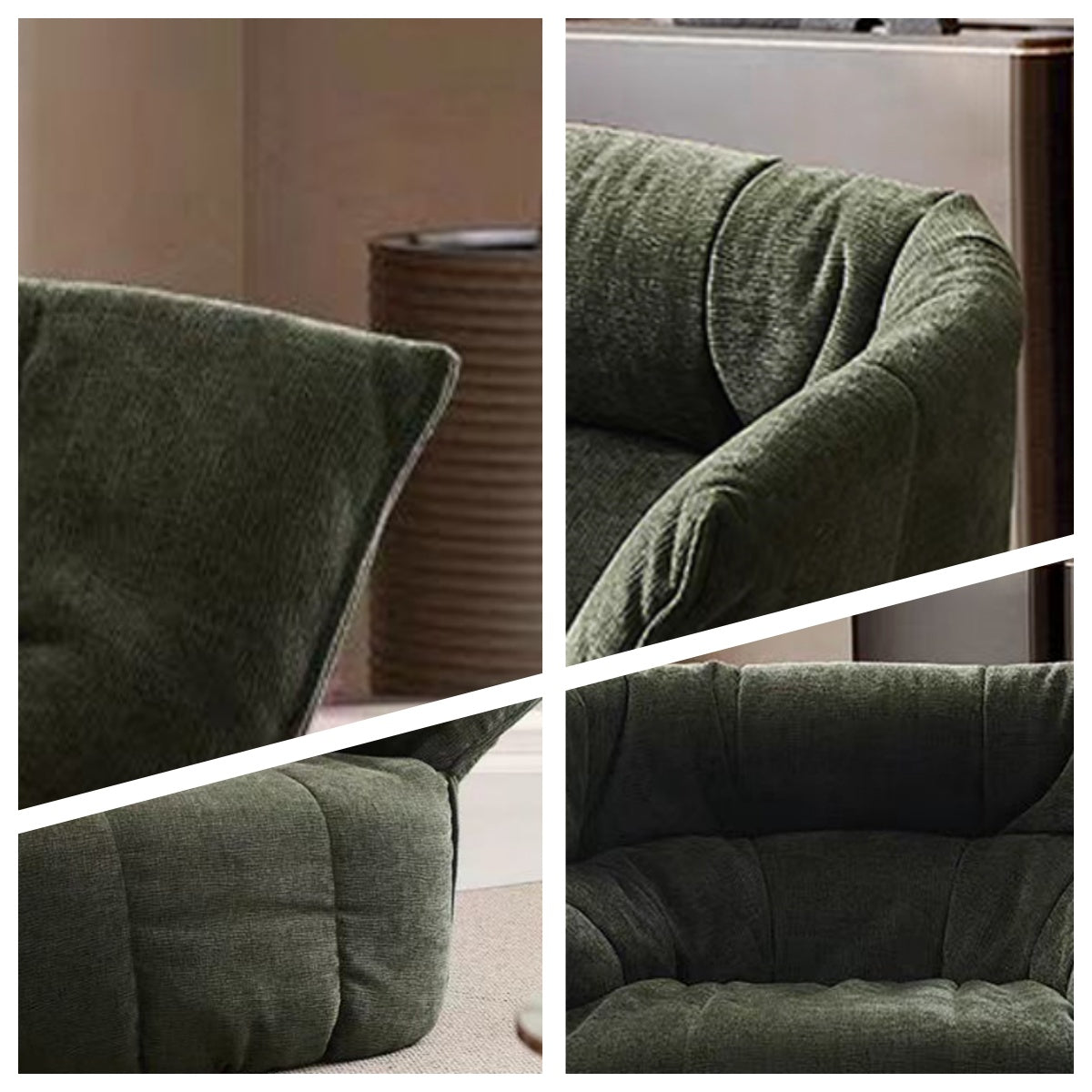 LIVARA EC1241 Plush Fabric, Built-In Wooden Frame Leisure Chair