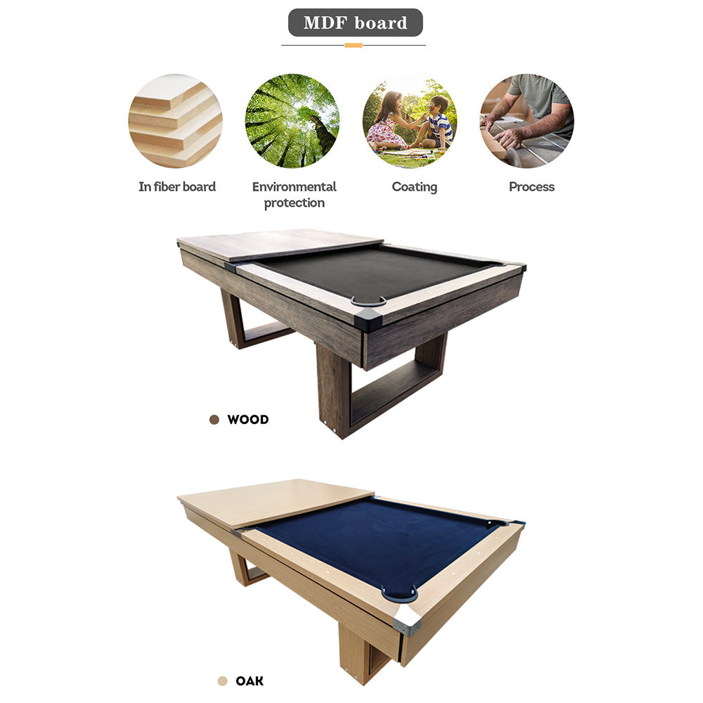 CUETIQ 8FT 3-IN-1 Simple Modern Pool Table/ Billiards Table/ Pingpong Table/ Dining Table with Free Accessories