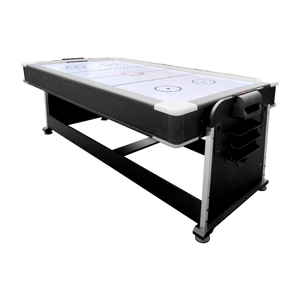 VERSA 4-IN-1 7Ft Convertible Table Air Hockey, Pool Billiards, Dining, and Table Tennis for Billiard Game Rooms with Free Accessories - Blue Felt