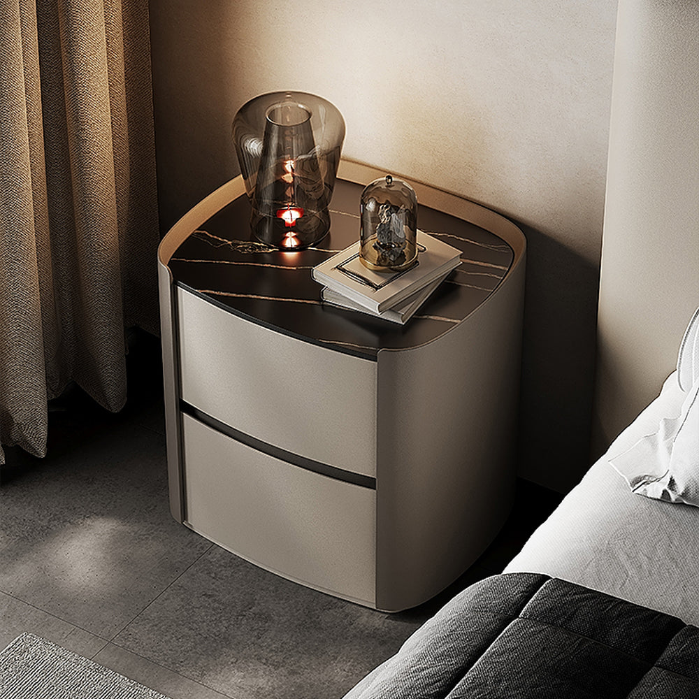 LIVARA NT1053 Full Plywood Saddle Leather Solid Wood Drawer Bedside Table
