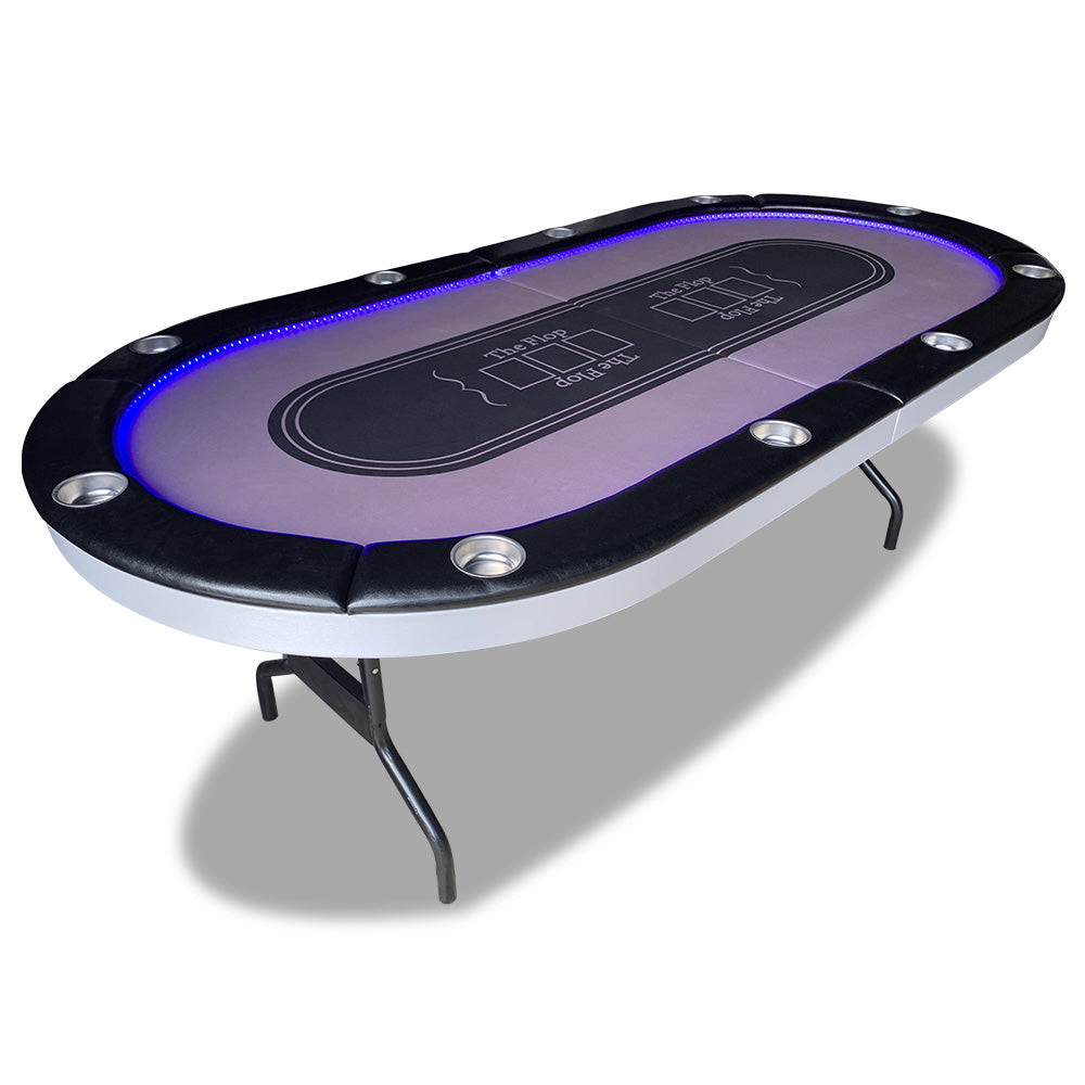 VERSA PK018 7 MDF LED Light Foldable Poker Table 10 Players Gaming Game Room