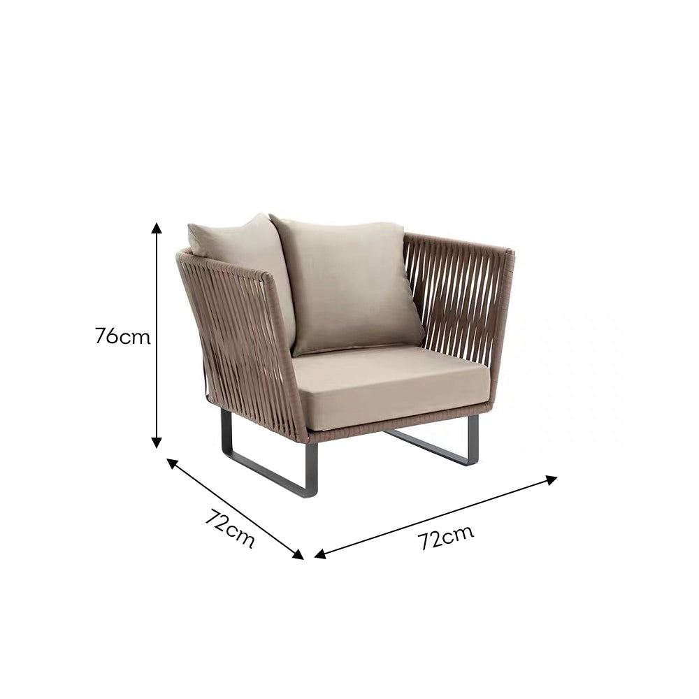 LIVARA PE Rattan Outdoor Sofa Garden Chair - Dark Khaki