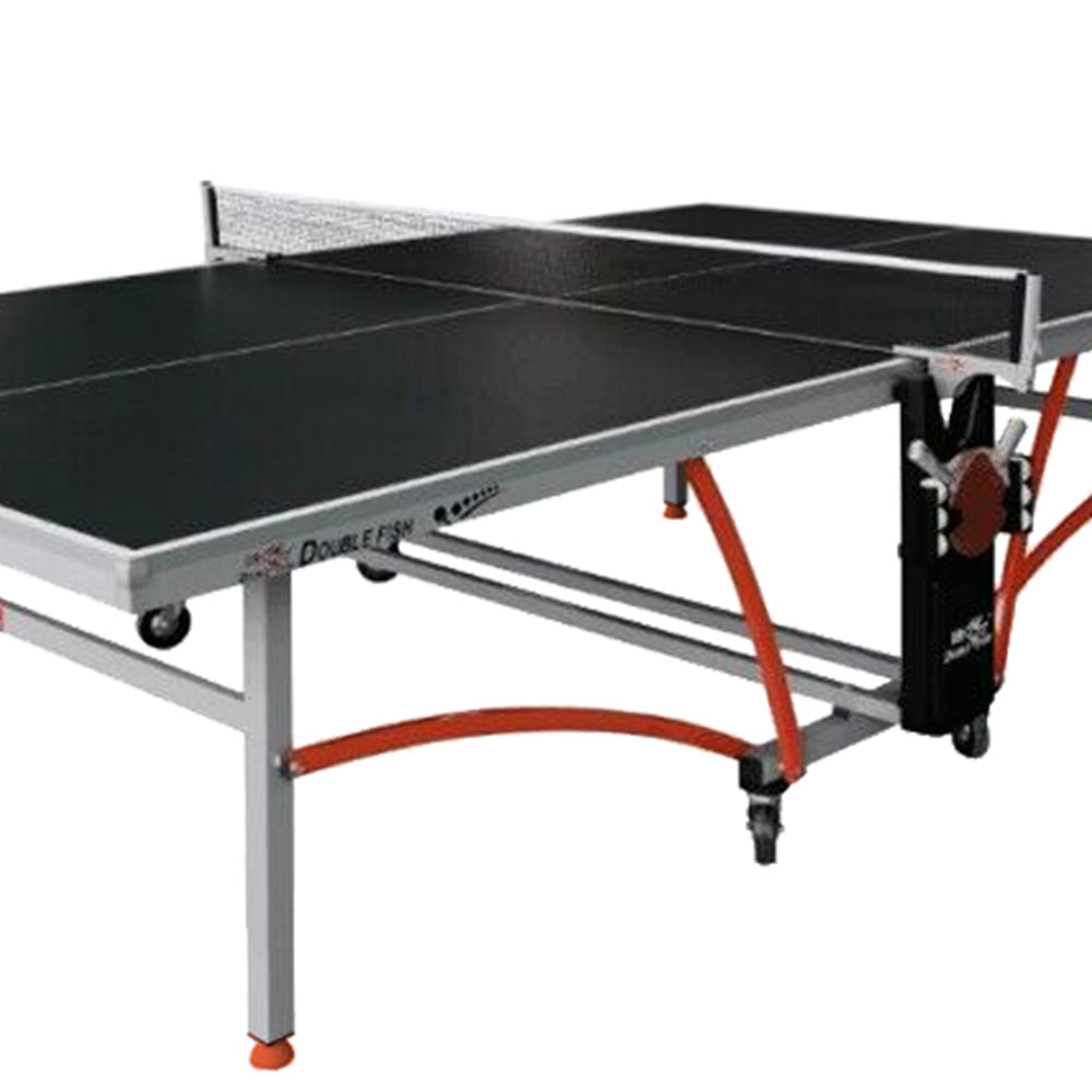 DOUBLE FISH 353 22mm Black Foldable Solo Play Indoor Table Tennis/Ping Pong Table - Bats Ball Net ITTF Approve