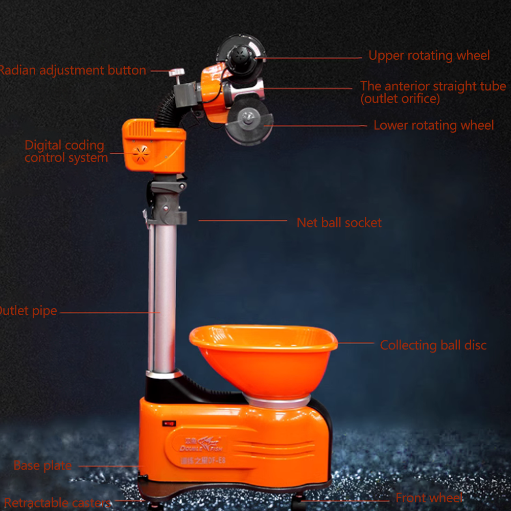 DOUBLE FISH SPINIX DF G8 Double Rotor Driven Table Tennis Terving Machine-Orange