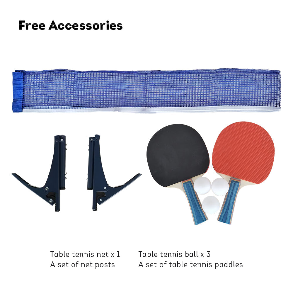 DOUBLE FISH 353 22mm Black Foldable Solo Play Indoor Table Tennis/Ping Pong Table - Bats Ball Net ITTF Approve