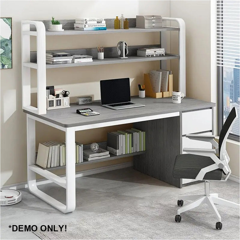 MODERA HDF Multi-functional Office Desk With Bookshelf Study Desk - Grey