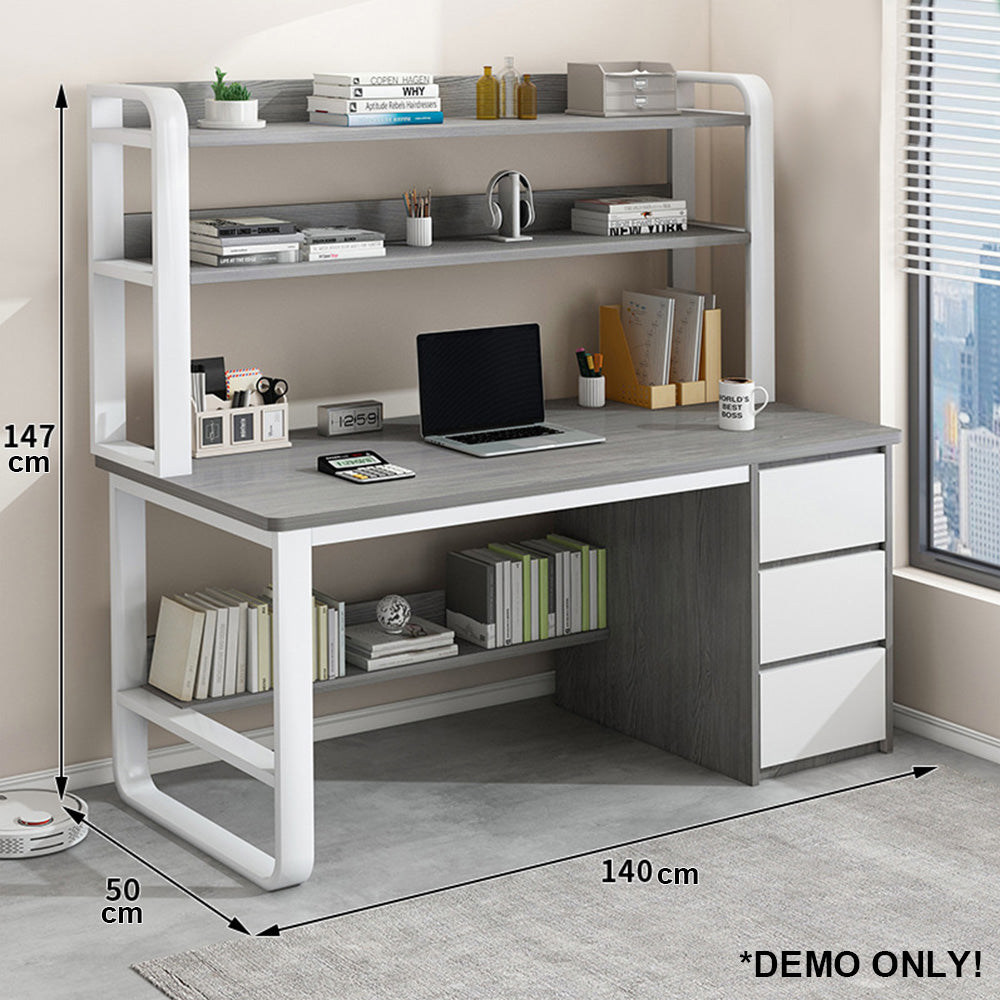 MODERA HDF Multi-functional Office Desk With Bookshelf Study Desk - Grey