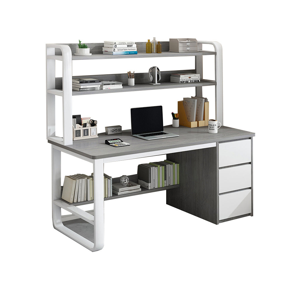 MODERA HDF Multi-functional Office Desk With Bookshelf Study Desk - Grey