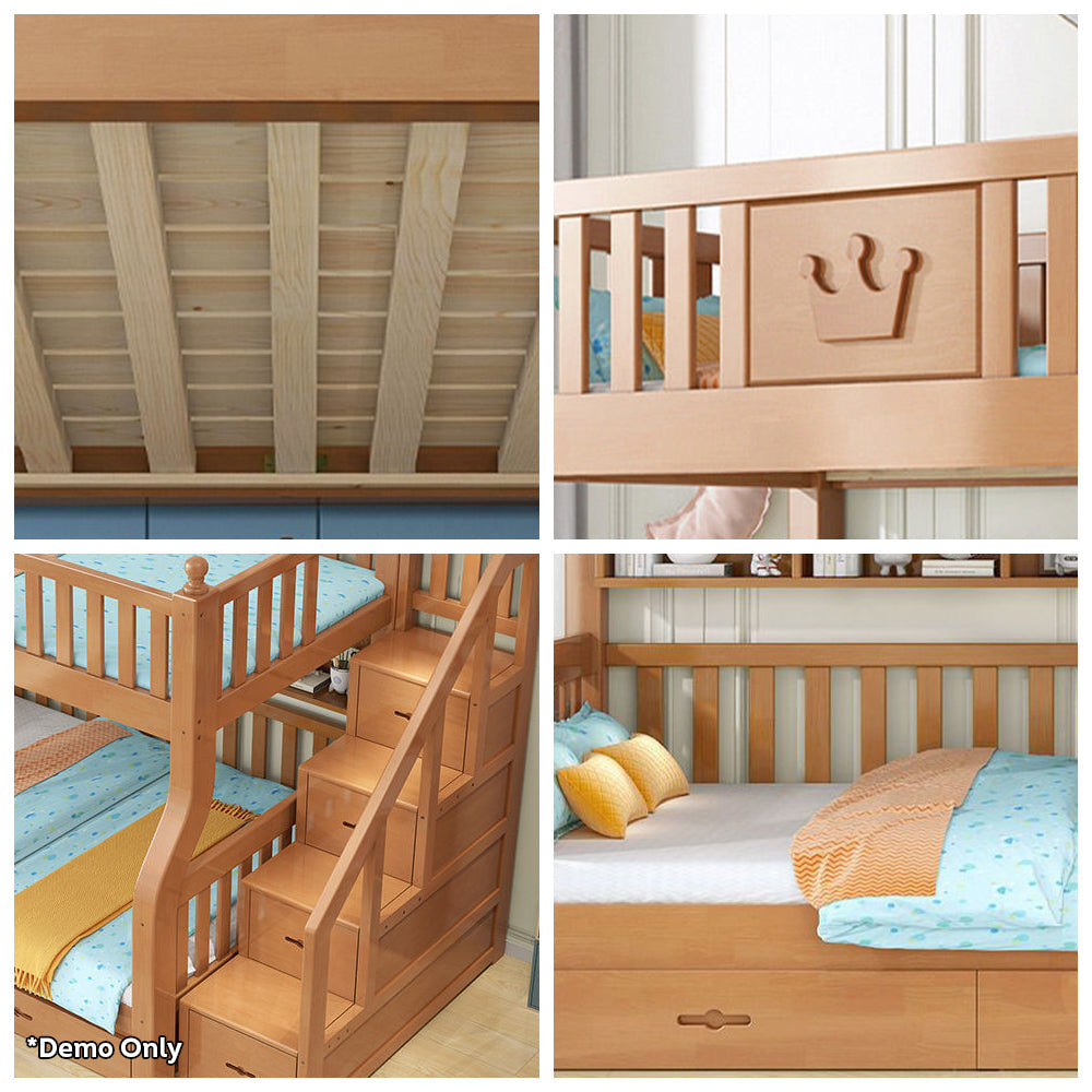 LIVARA 1.5m Solid Wood Frame Bunk Bed w/ Mattresses - Wood