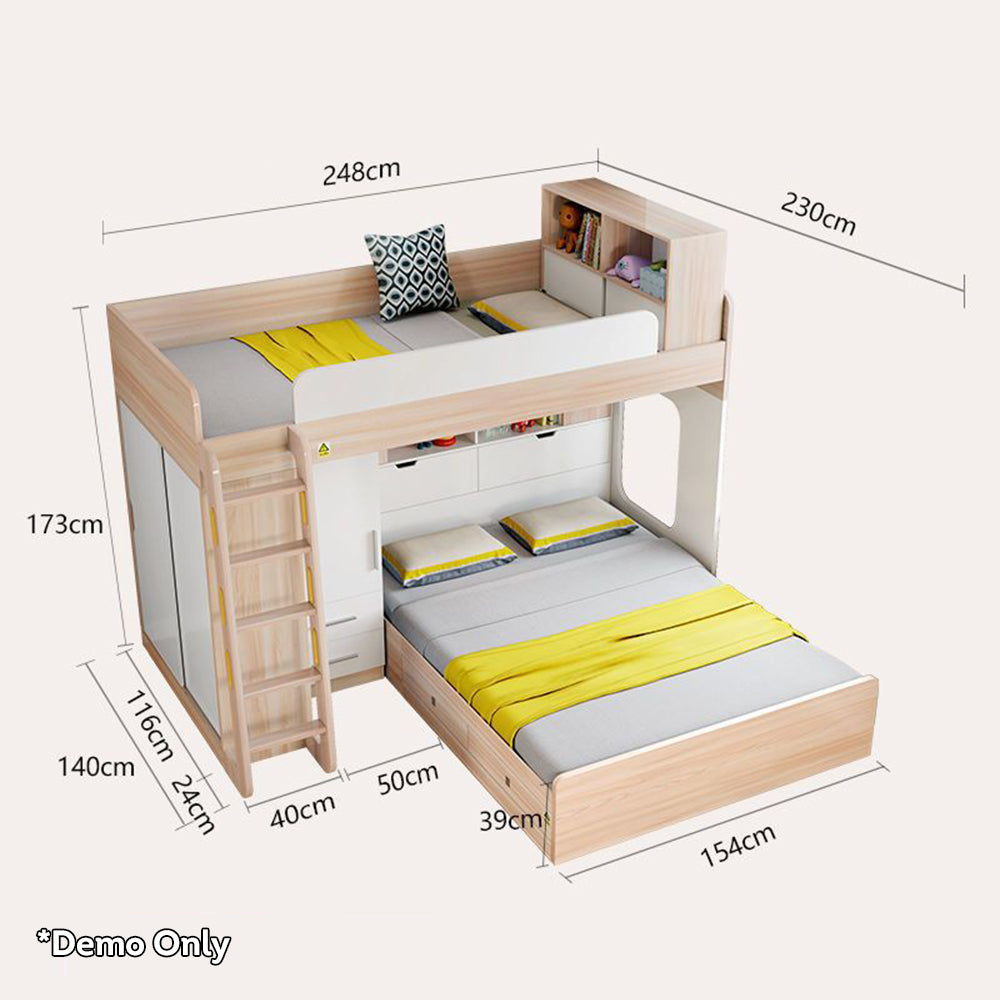 LUXORA 1.5m Large Storage Capacity Bunk Bed With Mattresses