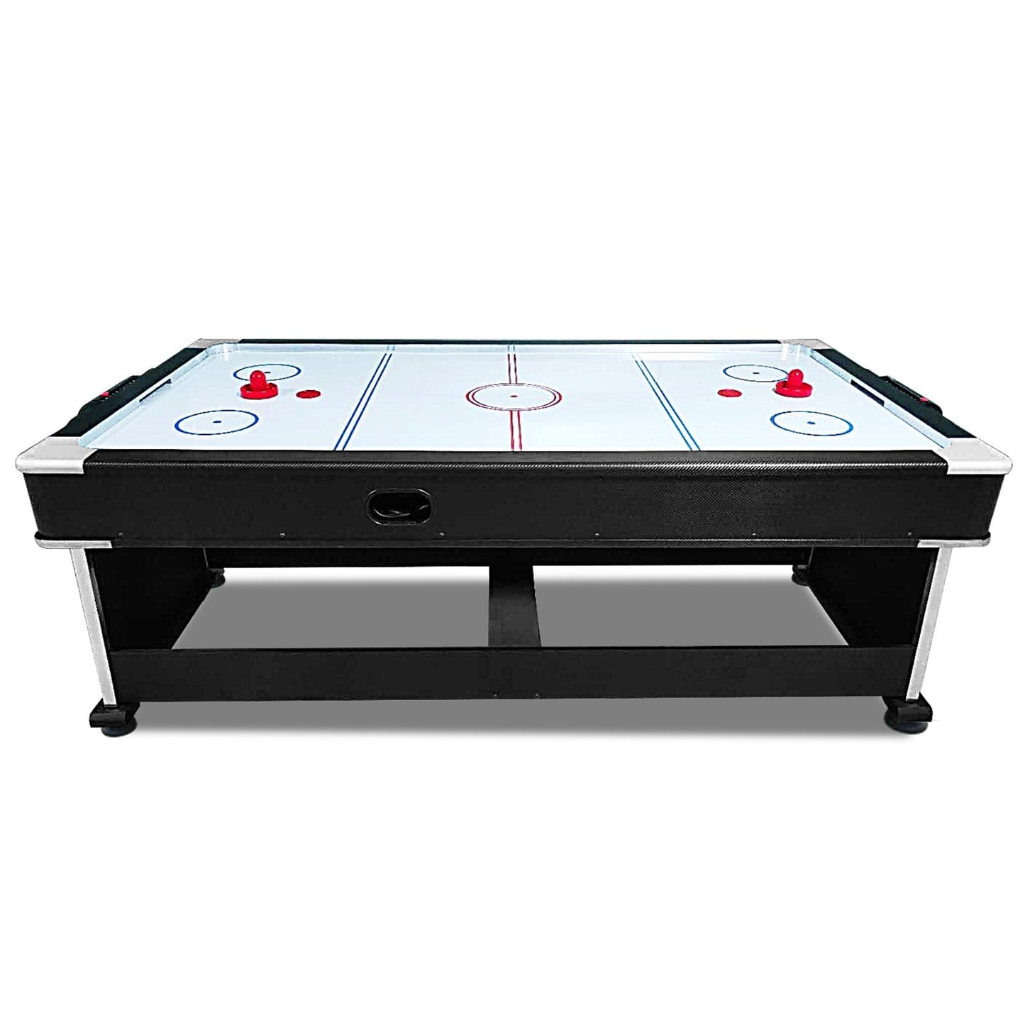 VERSA 7Ft 4-In-1 Convertible Air Hockey/ Pool Billiards/ Dining Table / Table Tennis Table Blue/ Black Felt For Billiard Gaming Room Free Accessory