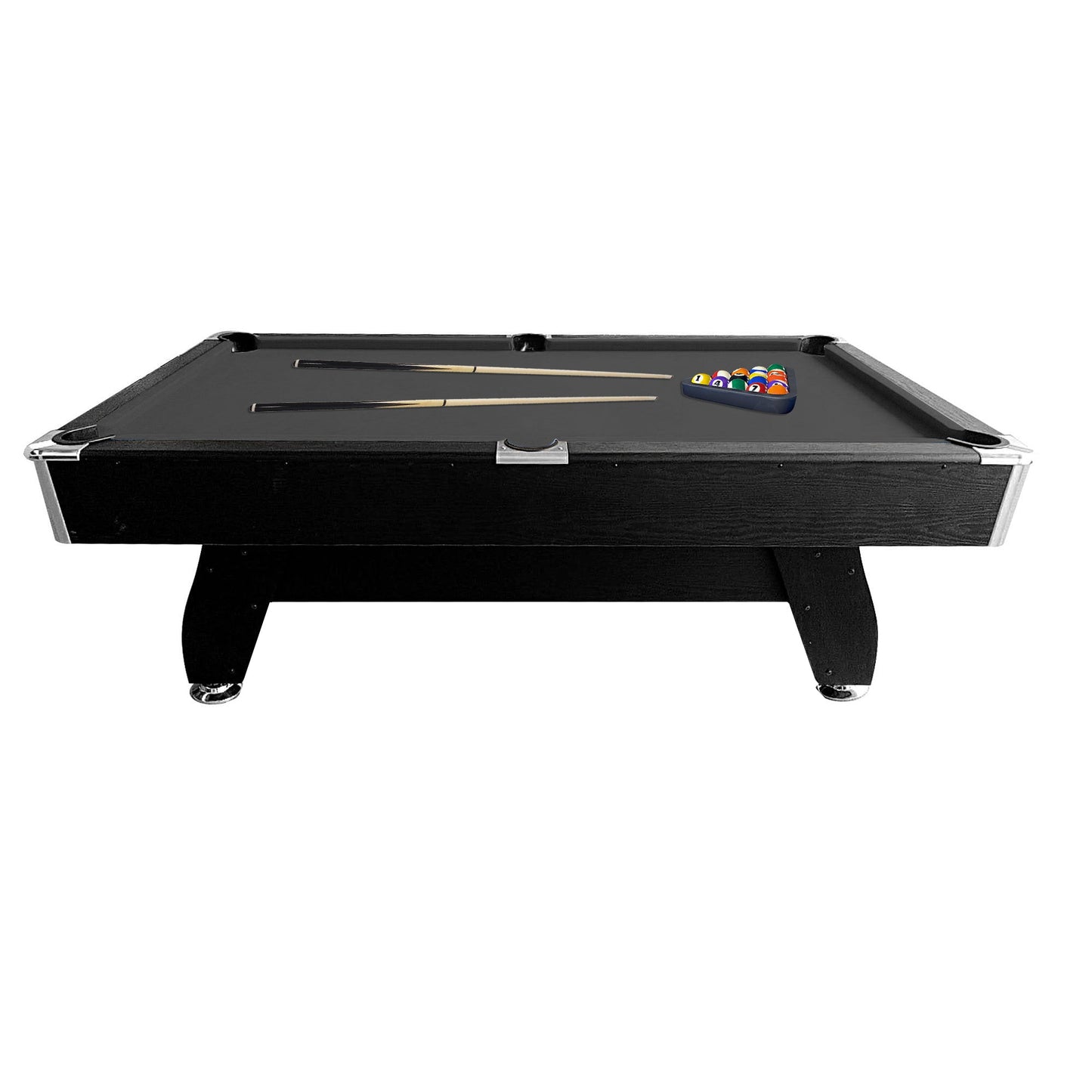 CUETIQ 8FT MDF Black Frame Pool Snooker Billiard Table with Accessories Pack