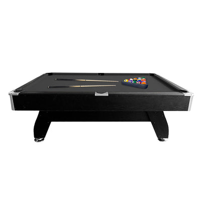 CUETIQ MDF 7FT Pool Snooker Billiard Table With Accessories - Black Felt