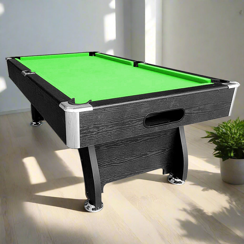 CUETIQ 7FT MDF Pool Snooker Billiard Table with Accessories Pack - Black Frame