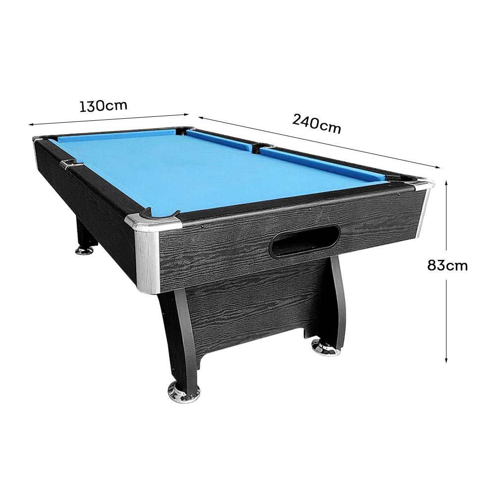 CUETIQ 8FT MDF Black Frame Pool Snooker Billiard Table with Accessories Pack