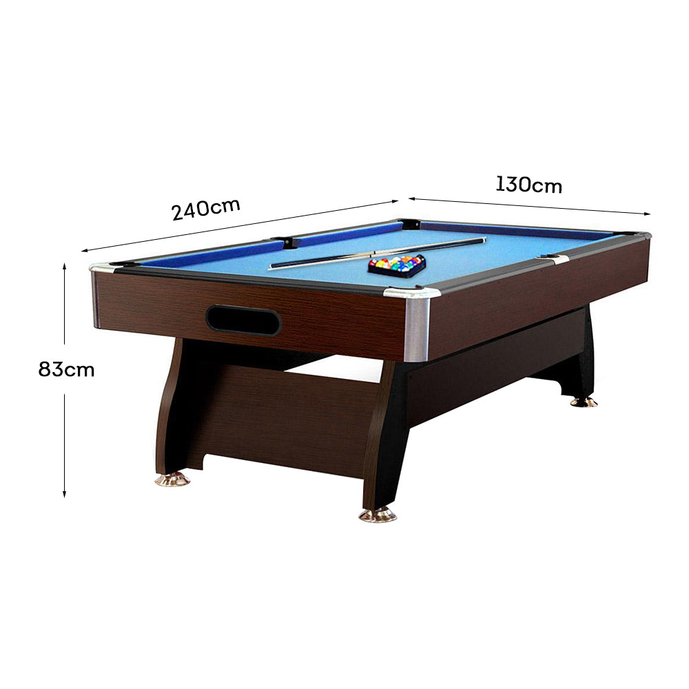 CUETIQ 8FT MDF Walnut Frame Pool Snooker Billiard Table with Accessories Pack