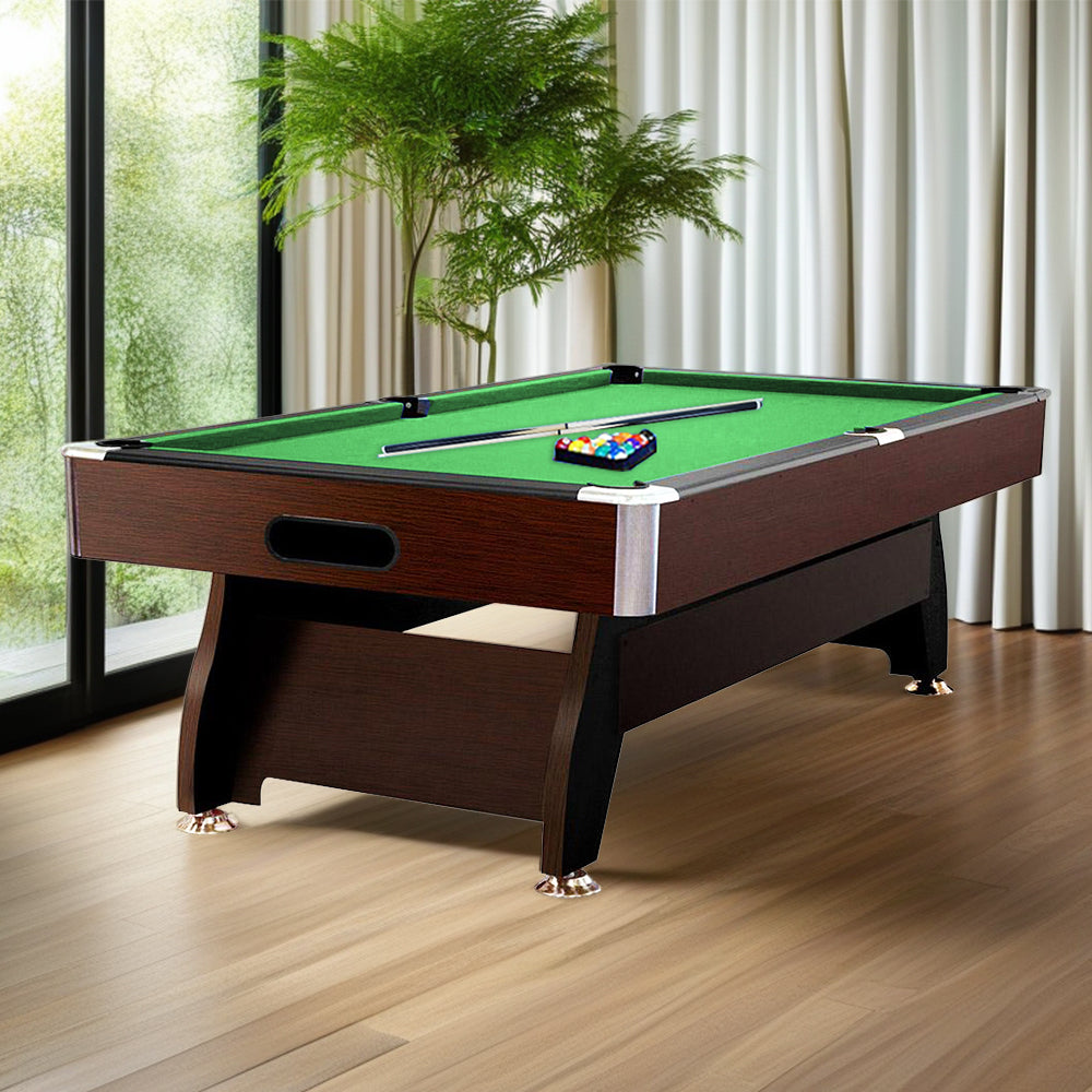 CUETIQ 8FT MDF Walnut Frame Pool Snooker Billiard Table with Accessories Pack