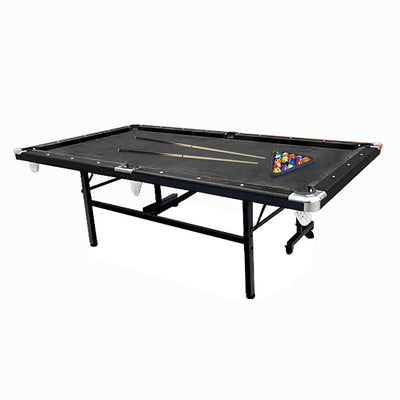 CUETIQ 7FT Foldable Pool Table Billiard Table Free Accessory For Small Room - Black Felt