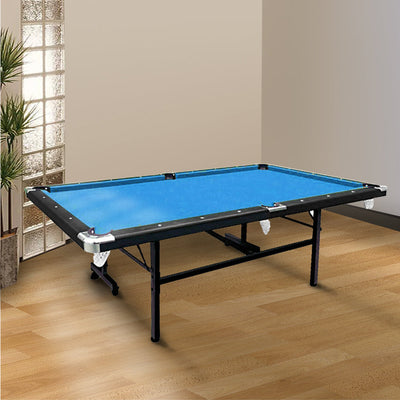 CUETIQ  8FT Foldable Pool Table Blue/Red/Green/Black Felt Billiard Table Free Accessory for Small Room