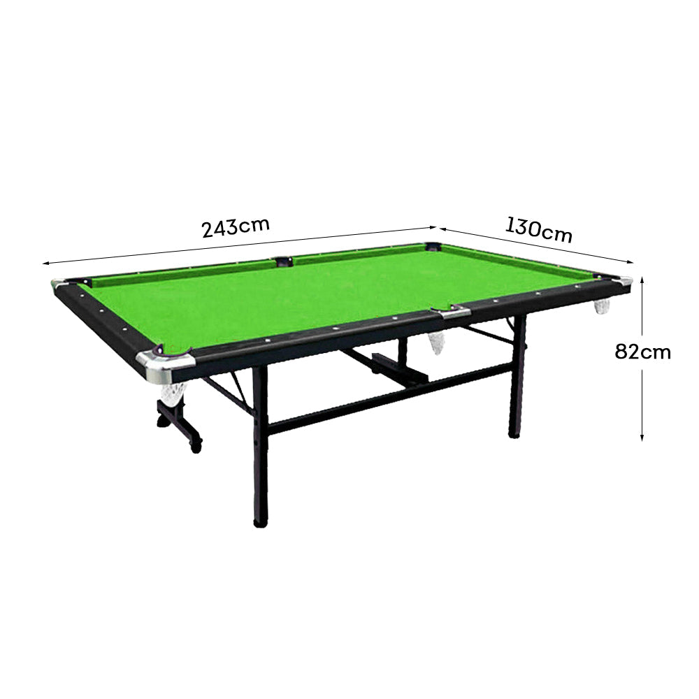 CUETIQ  8FT Foldable Pool Table Blue/Red/Green/Black Felt Billiard Table Free Accessory for Small Room