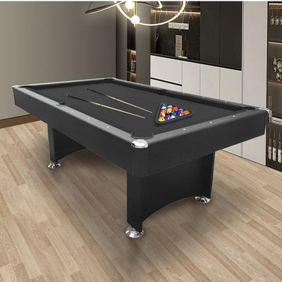 CUETIQ Modern Design 7FT Pool Table Snooker Billiard Table Black Frame With Free Accessories - Black