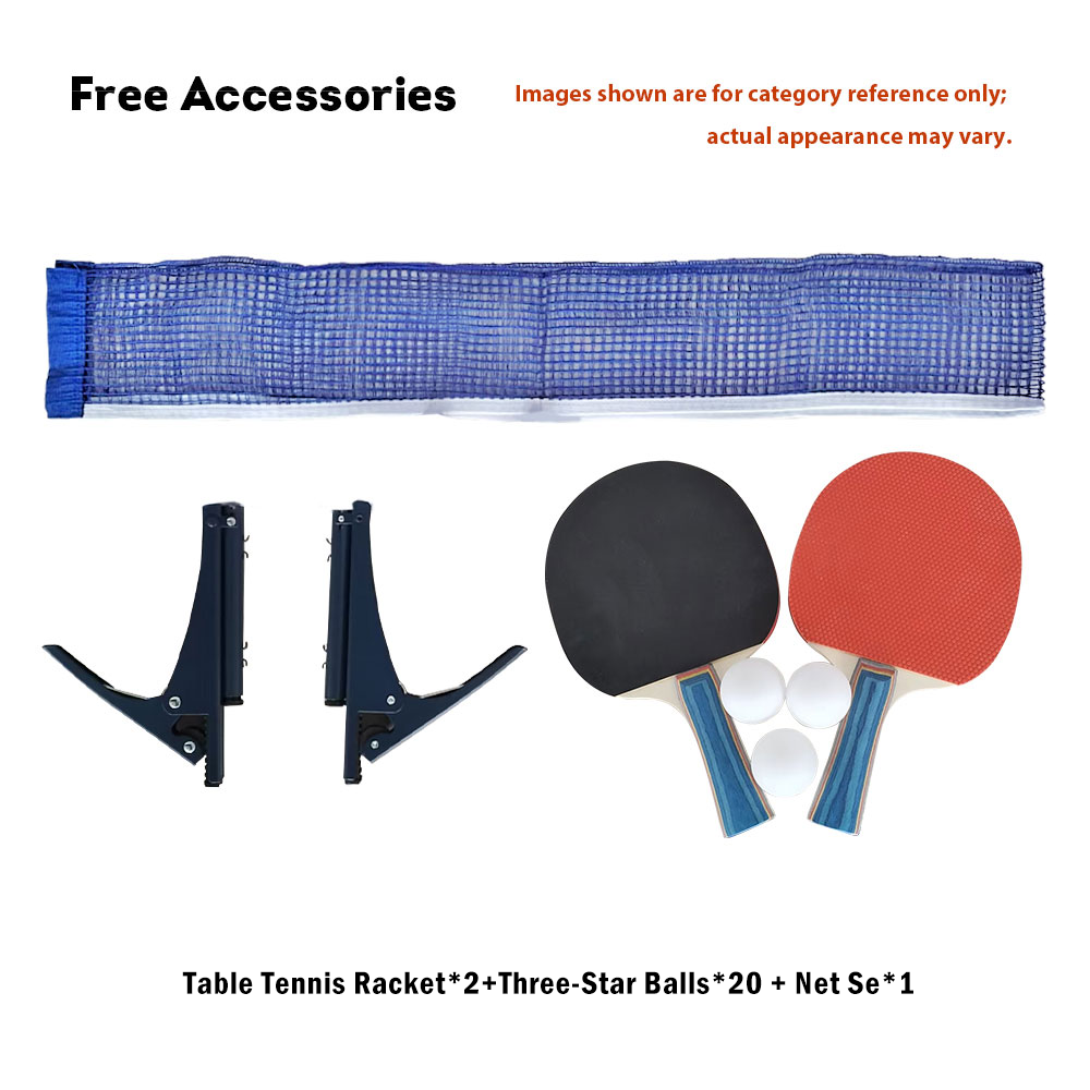 DHS T2828 18mm Indoor Blue Table Tennis Pingpong Table - Bats Balls Net