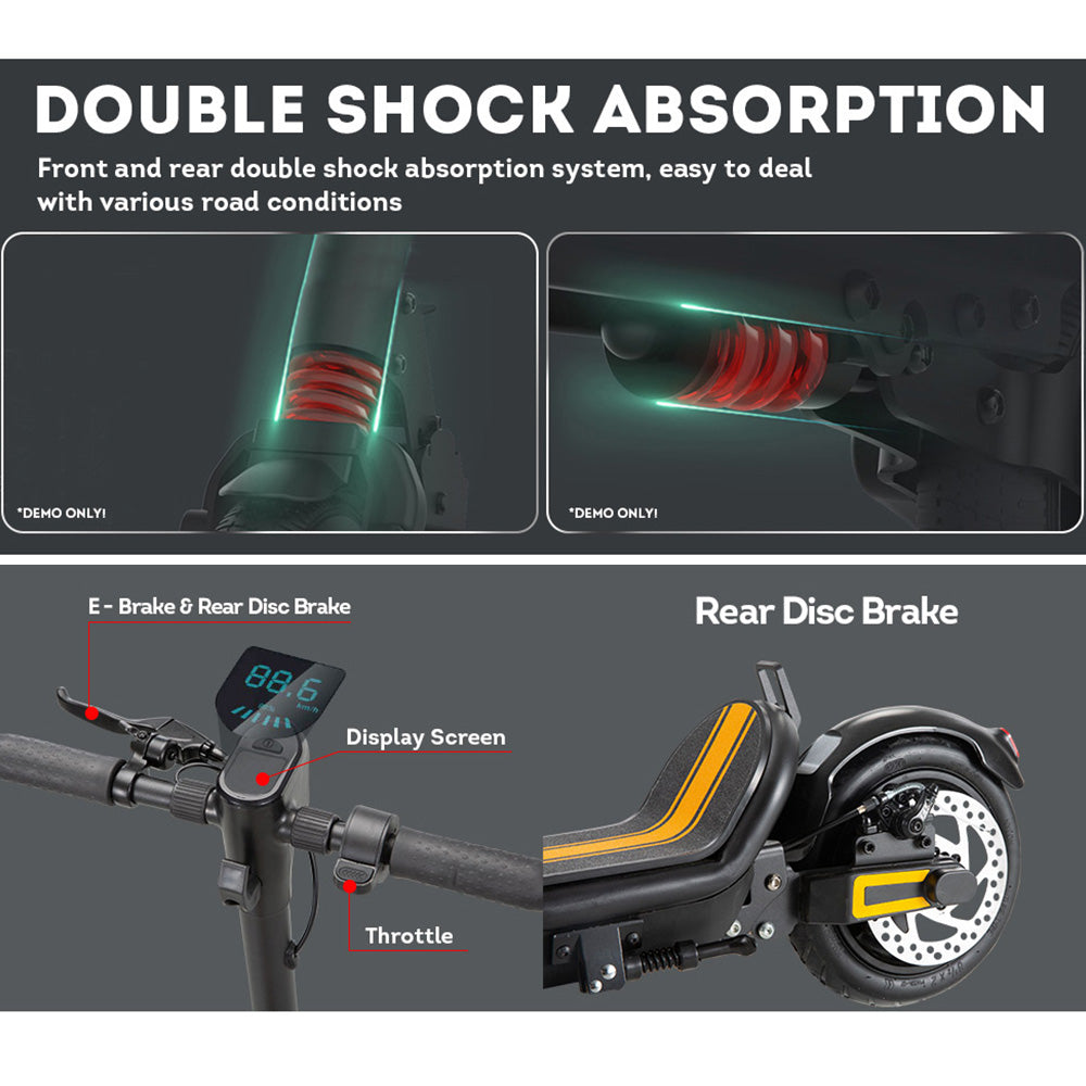 GLIDER 350W 36V A7 Electric Scooter Foldable Motorised Scooter Adult Riding Black