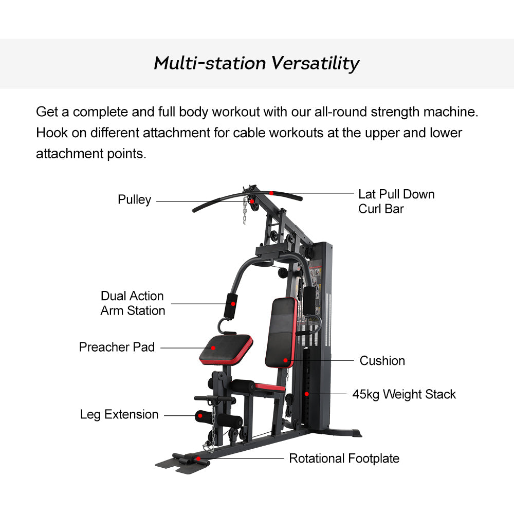 FITPRO D01 Multi-Function Single Station 45kg Weight Stack - Grey