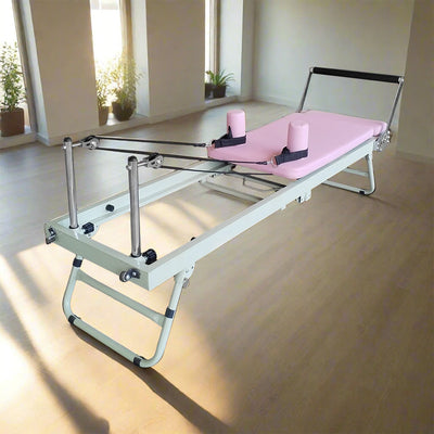 FLEXIO Multi-purpose Foldable Steel Frame Pilates Reformer Pilates Tables-Pink