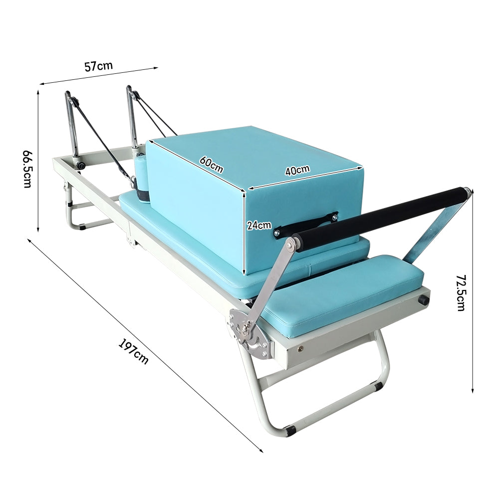 FLEXIO Multi-purpose Foldable Steel Frame Pilates Reformer Pilates Tables With Square Box - Blue