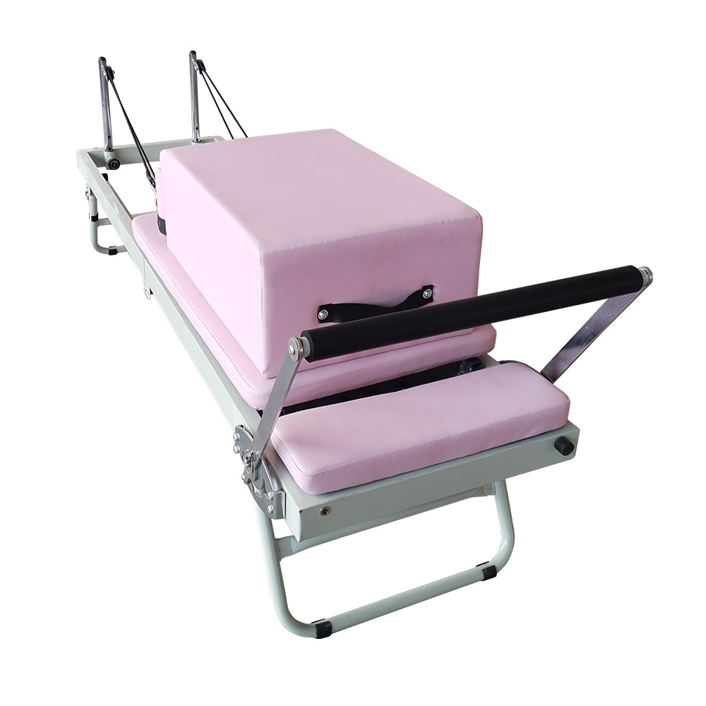 FLEXIO Multi-purpose Foldable Steel Frame Pilates Reformer Pilates Tables With Square Box - Pink