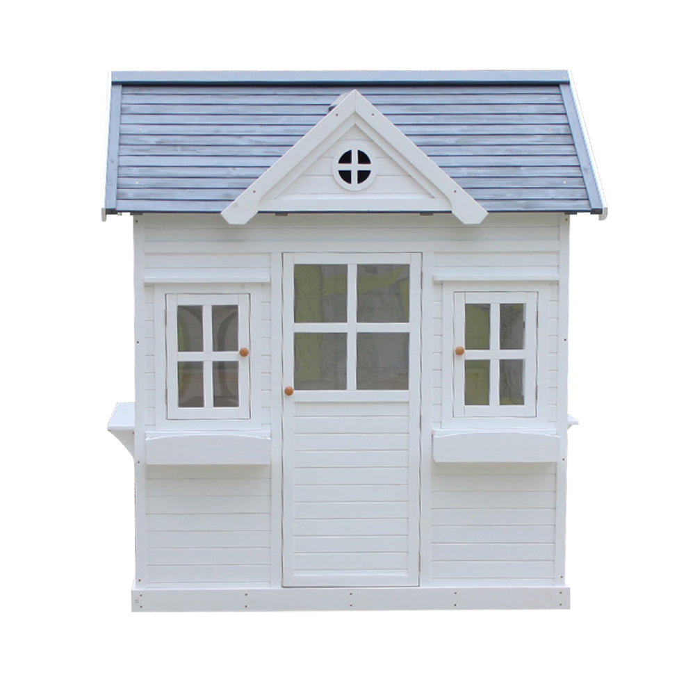 WIGLOO Pine Wood 190CM Height Children Playhouse Outdoor Cubby House - White