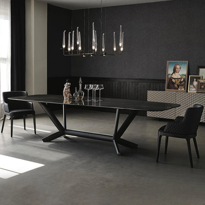 LUXORA DT1061 Minimalist Style 140-160-180-200cm Sintered Stone Dining Table-Black