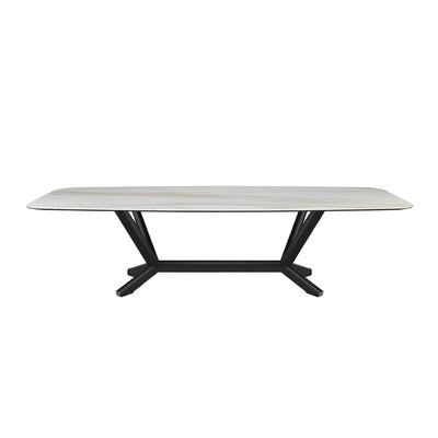 LUXORA DT1061 Minimalist Style 140-160-180-200cm Sintered Stone Dining Table-White&Black