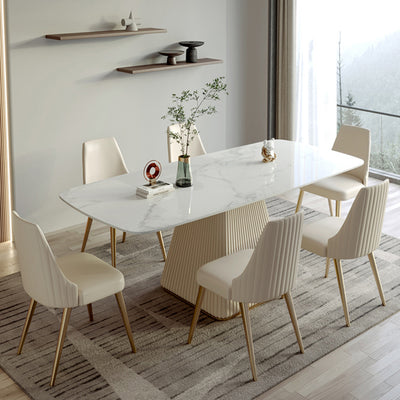 LUXORA DT1100 140/160/180cm Length Sintered Stone Tabletop Dining Table Carbon Steel Legs