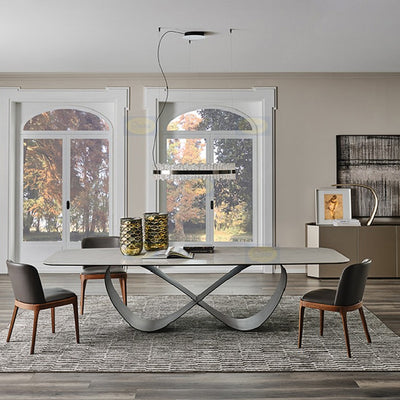 LUXORA DT1122 140/160/180cm Length Sintered Stone Tabletop Dining Table Carbon Steel Legs